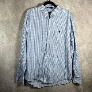 Simply Southern Shirt Mens Size XL‎ White Blue Plaid Button Down Casual Preppy